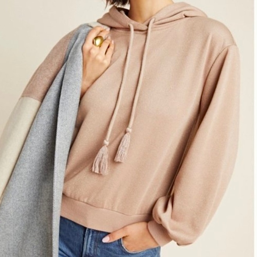 Anthropologie Current Air Shimmer Hooded Sweatshirt